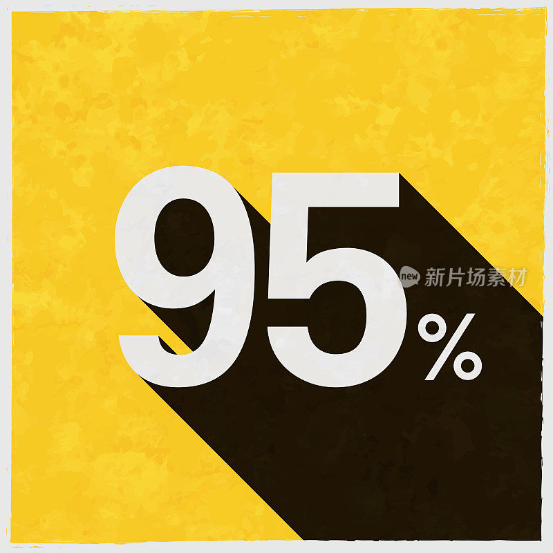 95% - 95%。图标与长阴影的纹理黄色背景